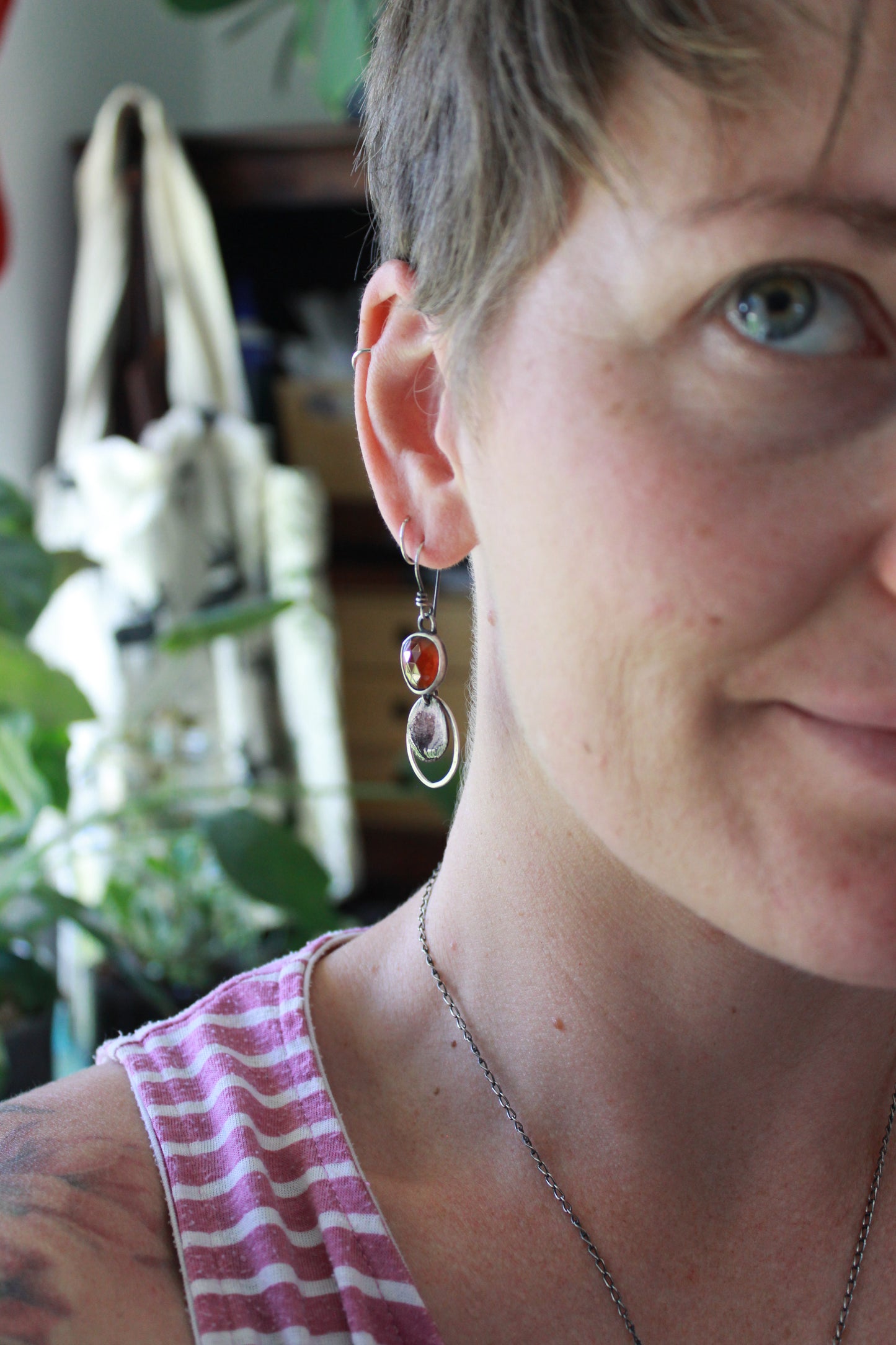 Garnet and Enamel Dangles