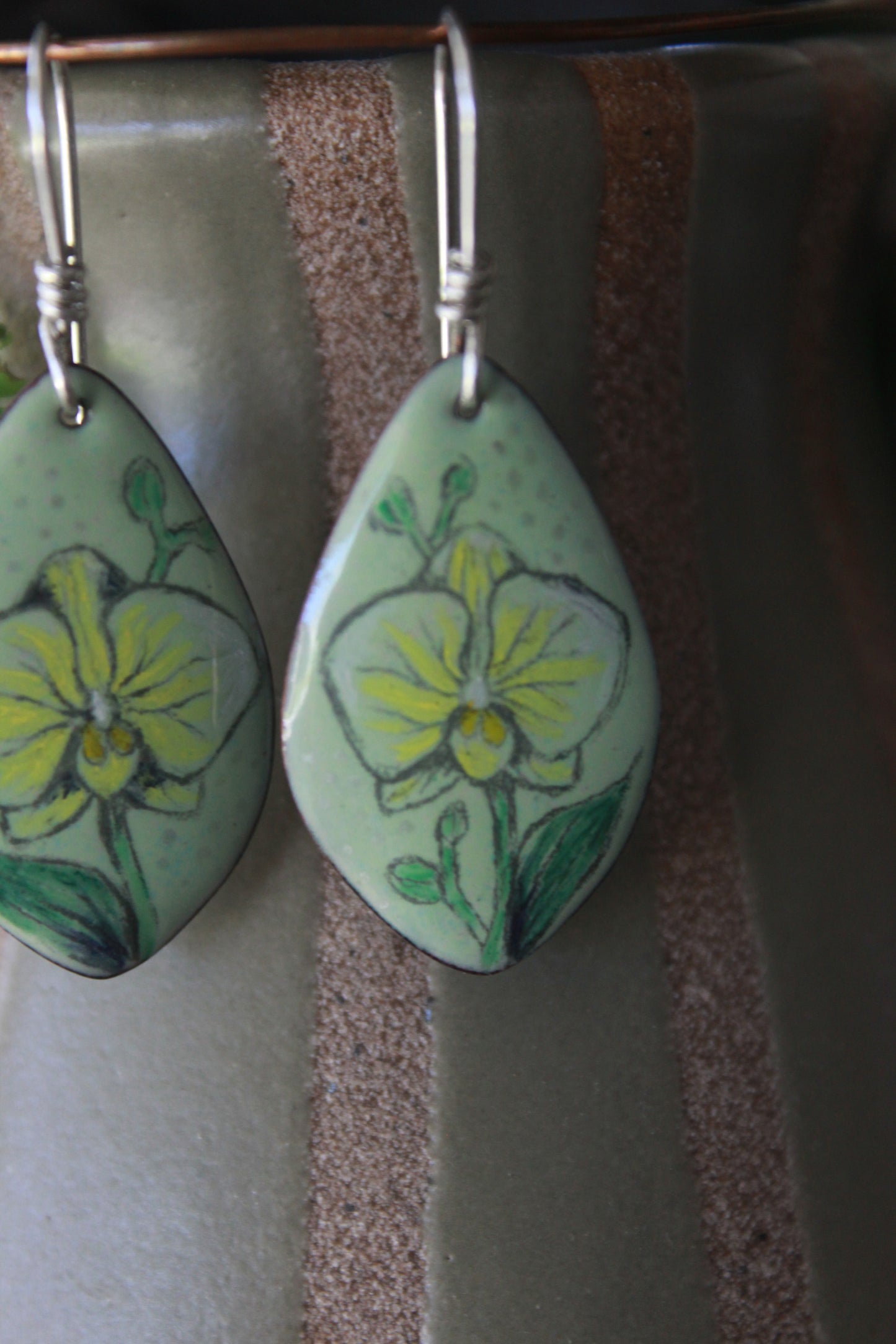 Orchid Enamel Dangles