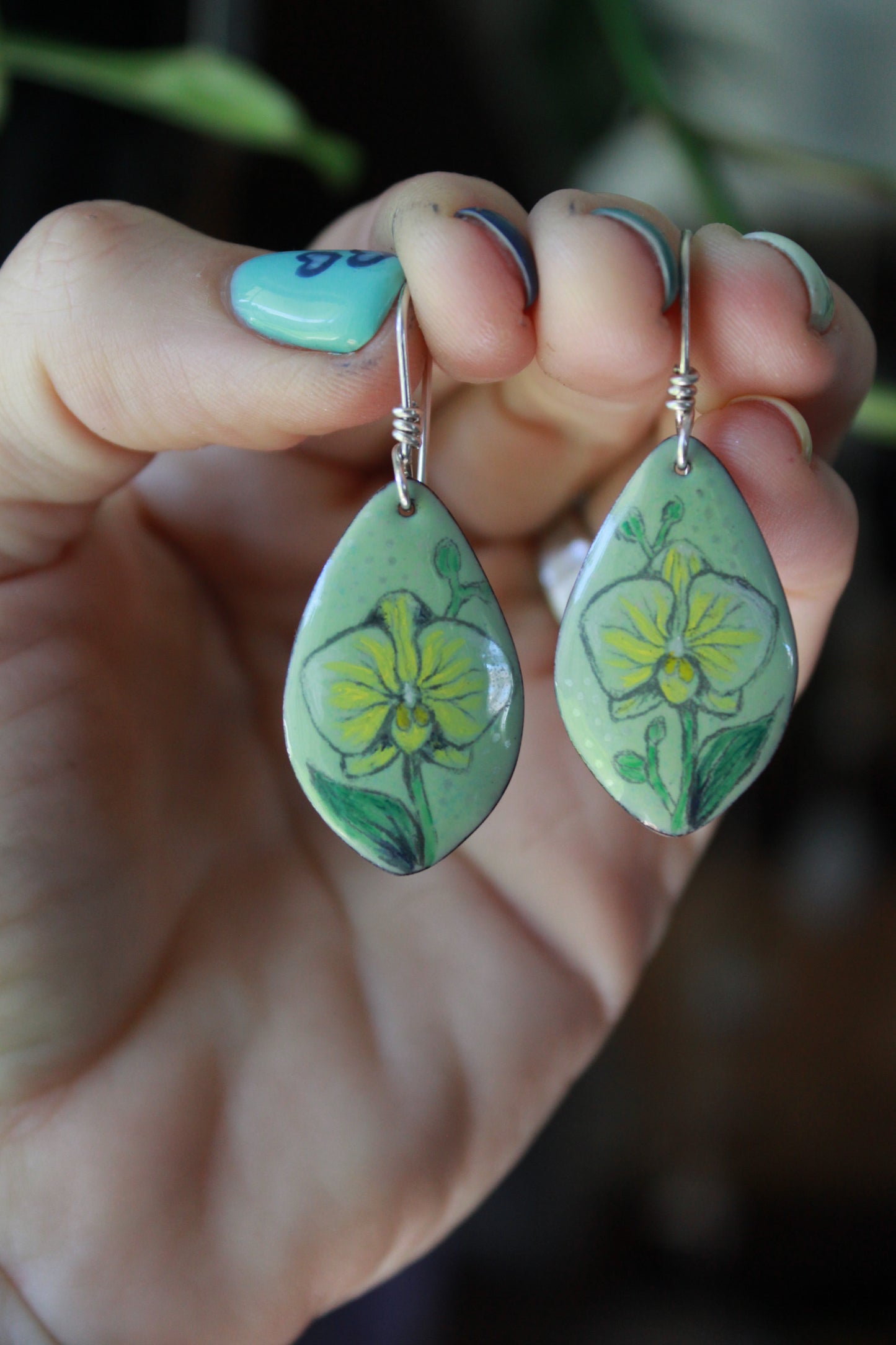 Orchid Enamel Dangles