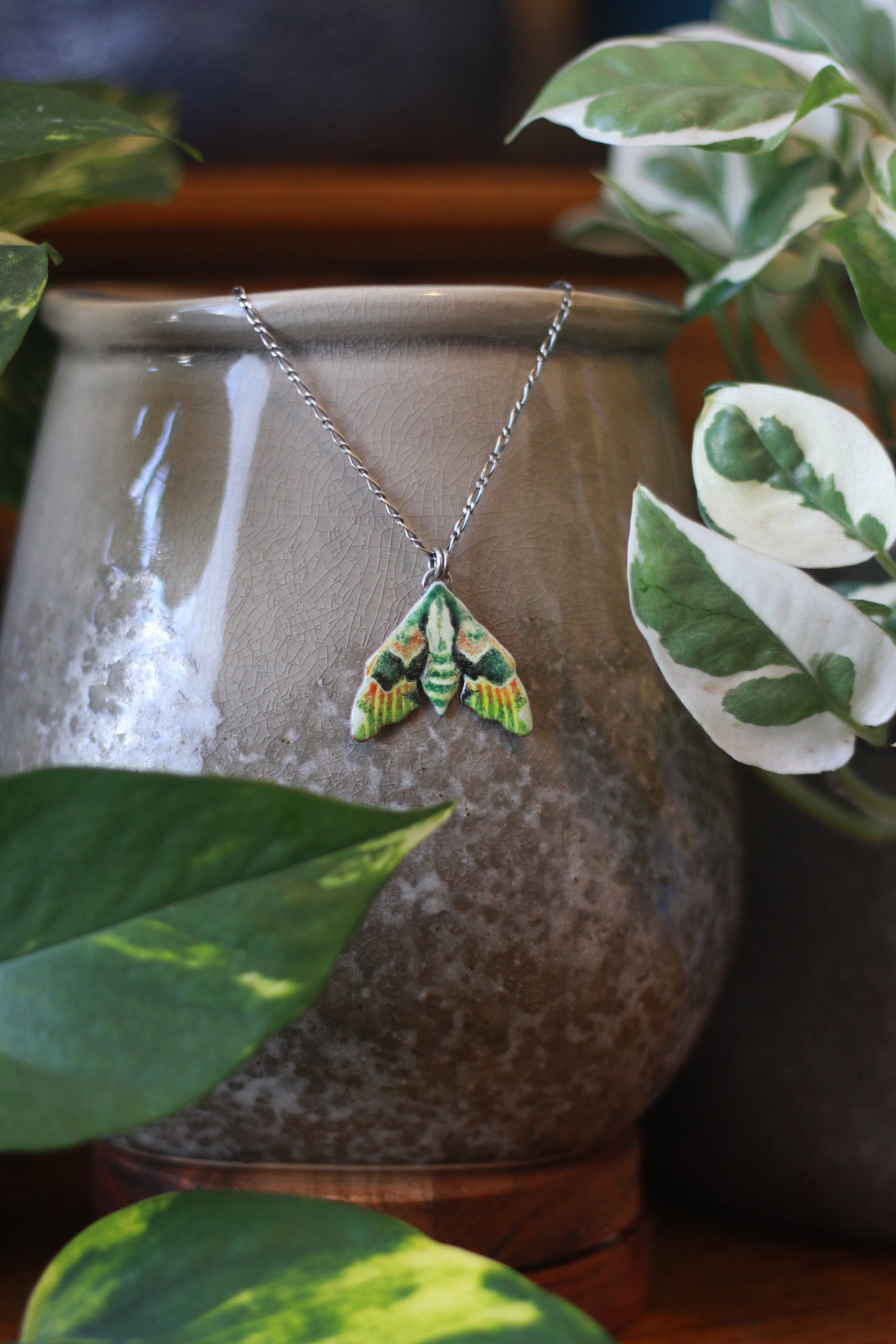 Lime Hawk Moth Necklace