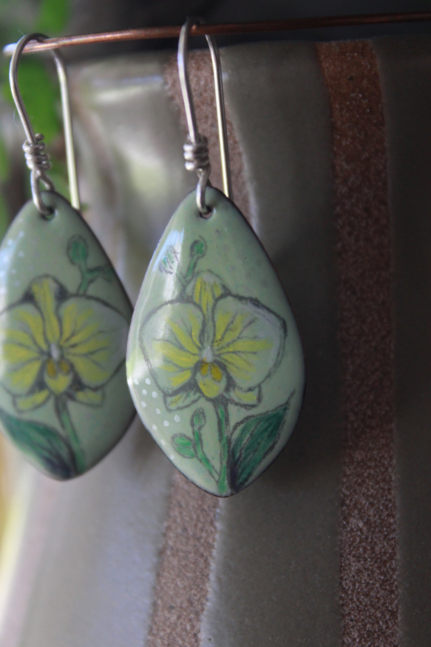 Orchid Enamel Dangles