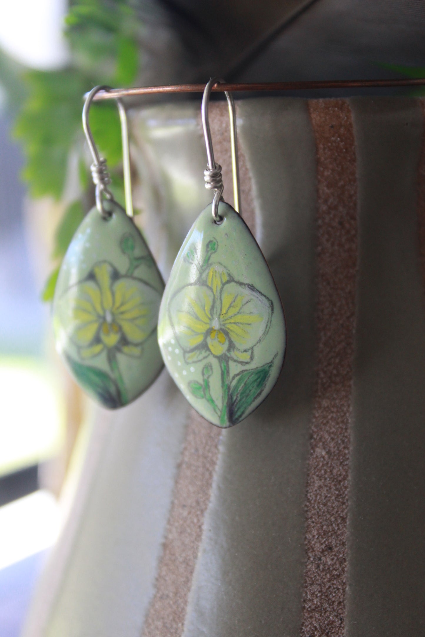 Orchid Enamel Dangles
