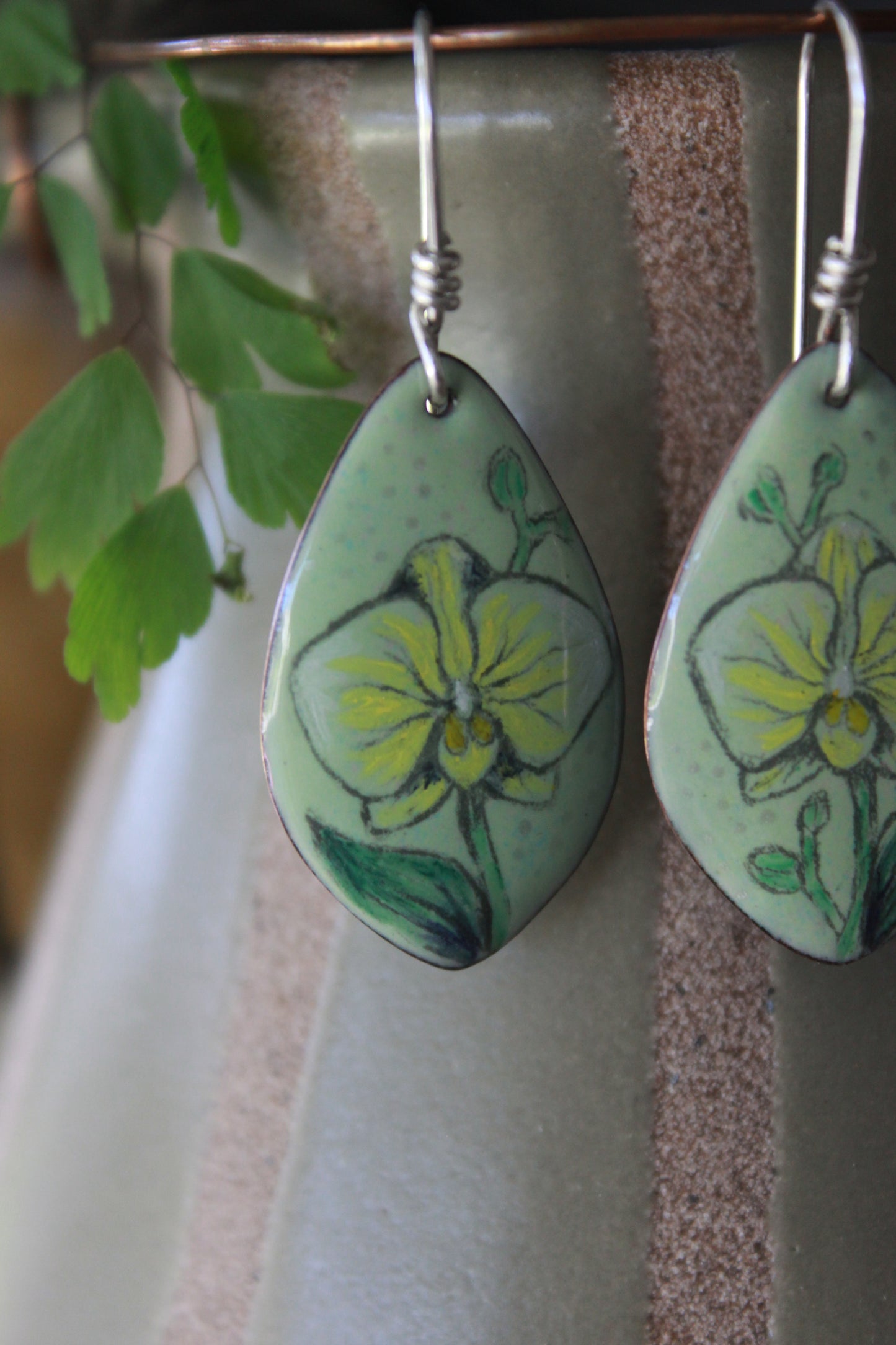 Orchid Enamel Dangles