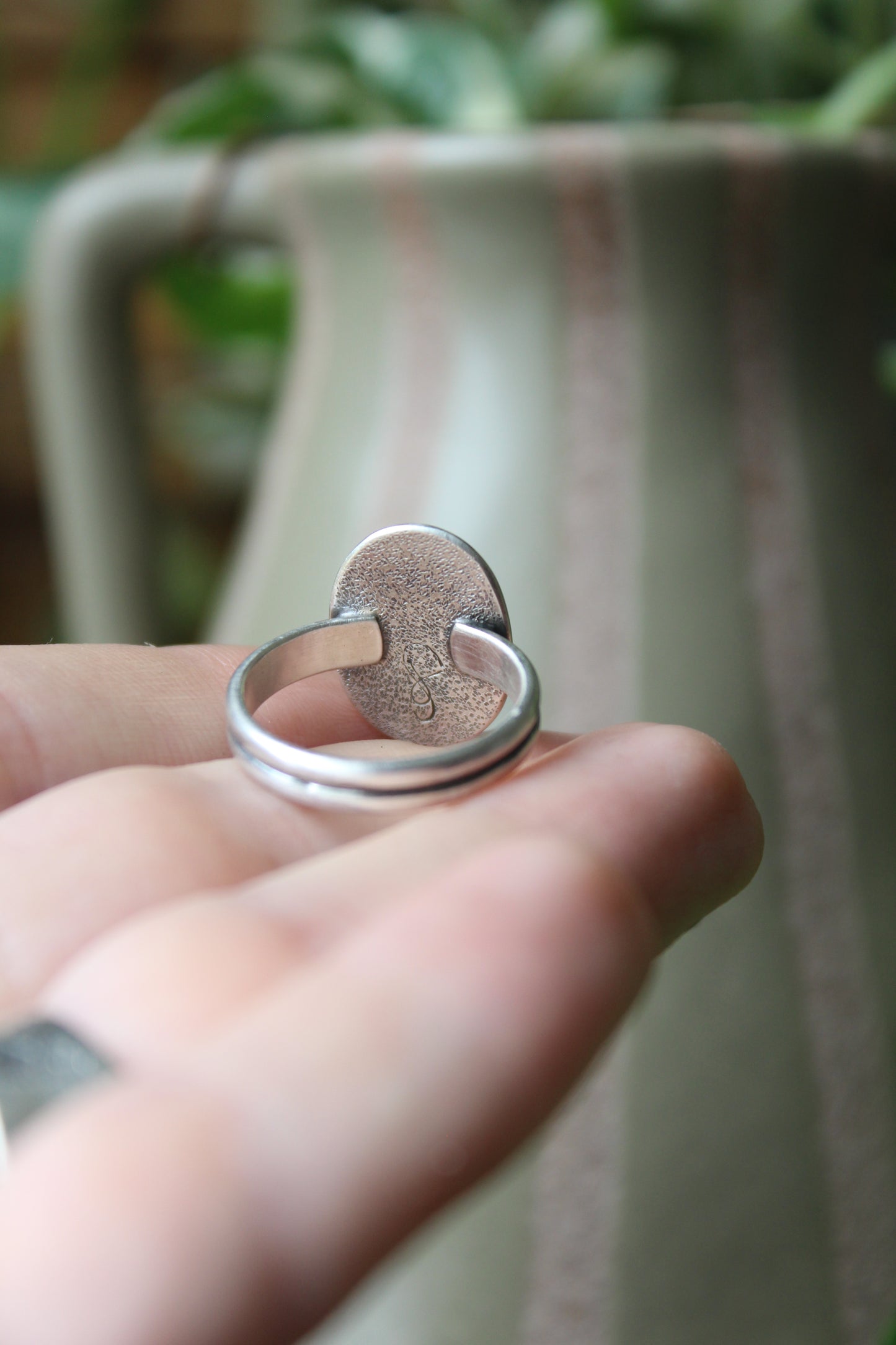 Banded Agate set in Brass and Sterling Silver