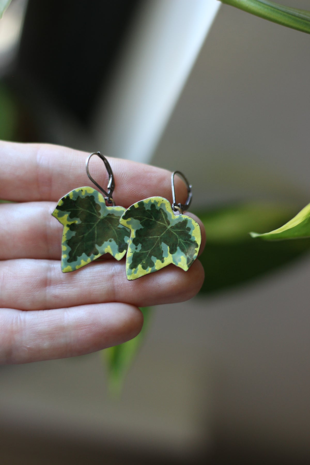 Secret Ivy | Painted Enamel Earrings | Sterling Silver