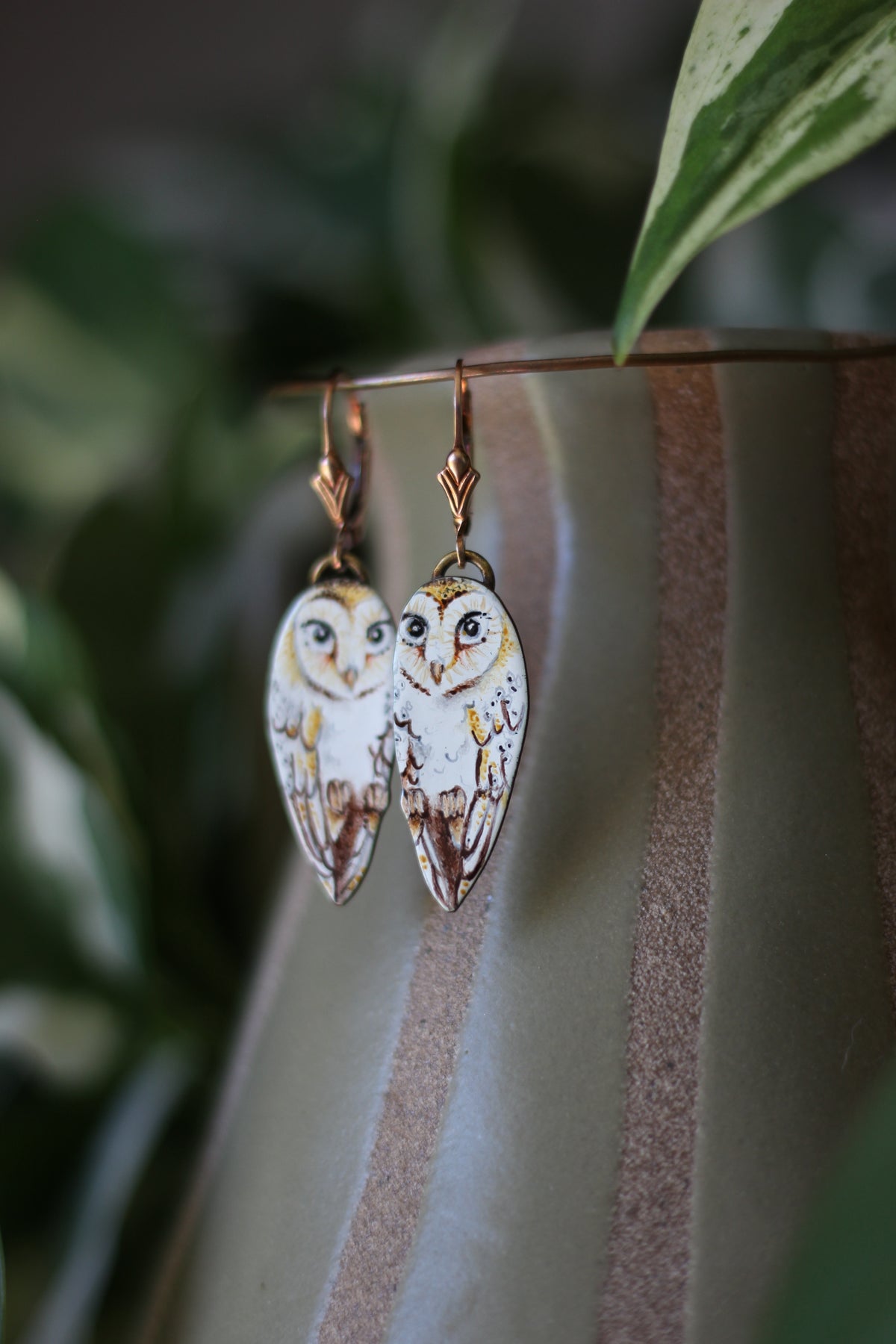Secret keepers | Painted Enamel Earrings | Gold Filled