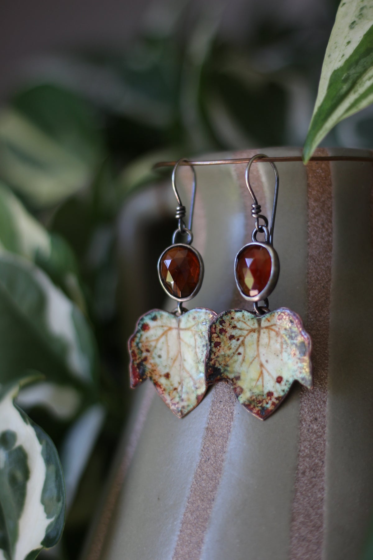 Autumn Leaves | Painted Enamel Earrings | Sterling Silver