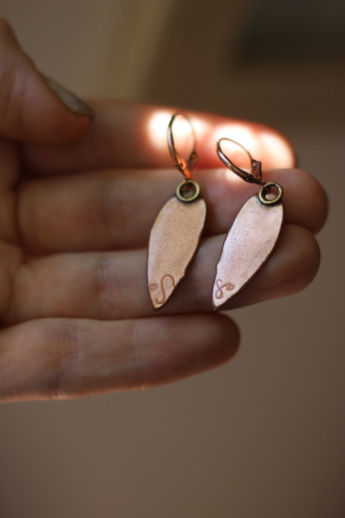Secret keepers | Painted Enamel Earrings | Gold Filled