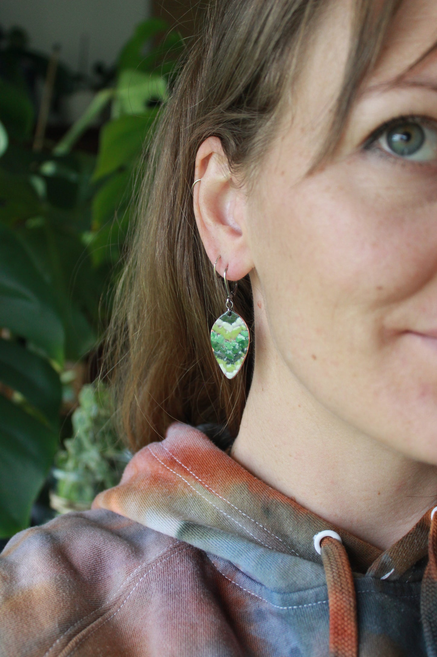 Messy Green Enamel Dangles