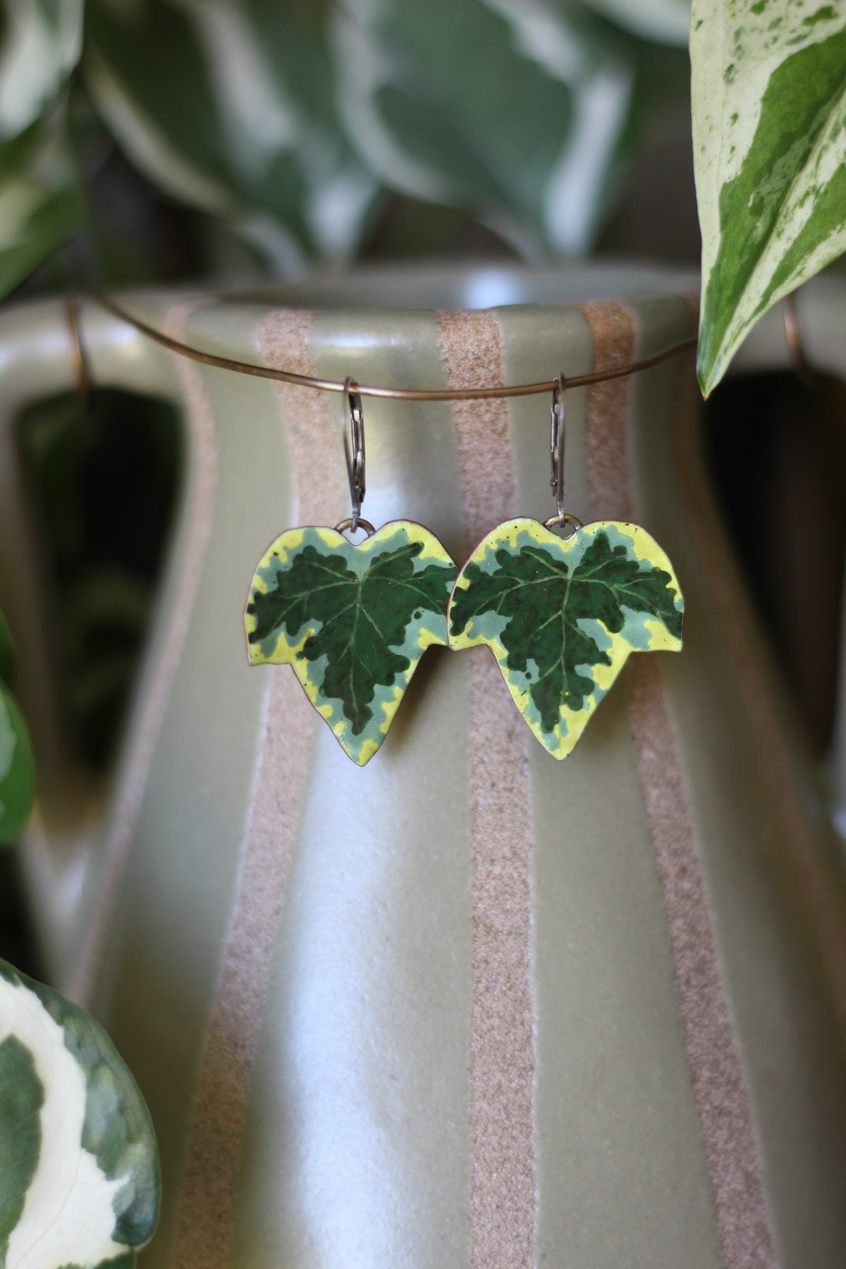 Secret Ivy | Painted Enamel Earrings | Sterling Silver