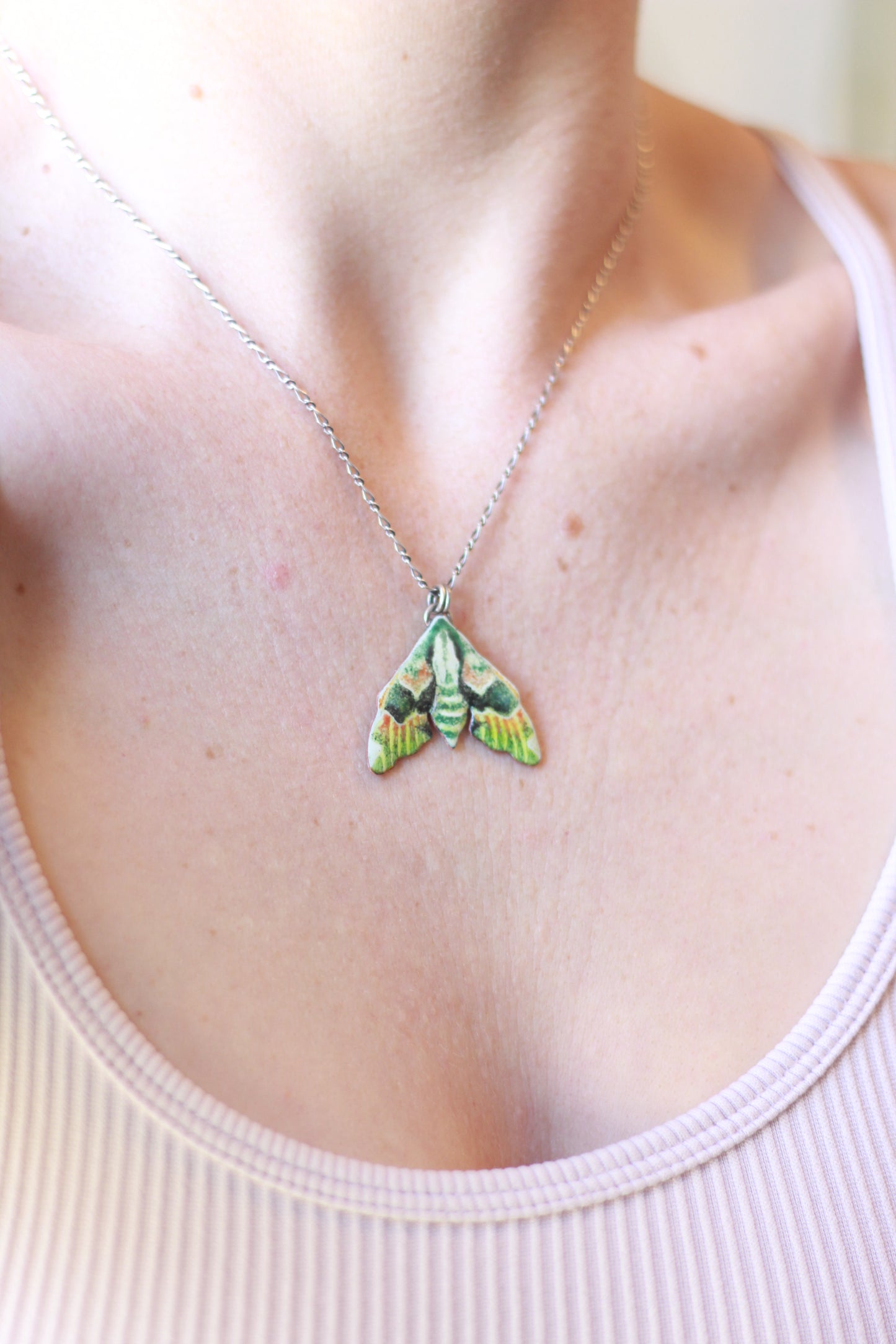 Lime Hawk Moth Necklace