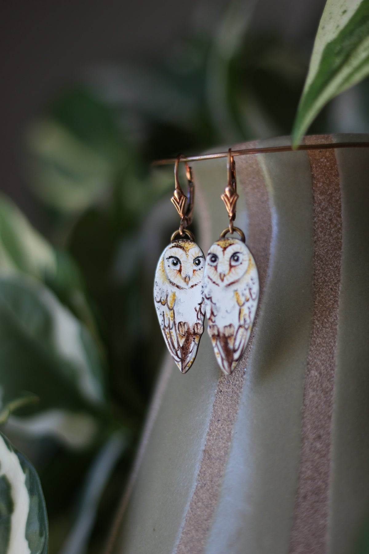 Secret keepers | Painted Enamel Earrings | Gold Filled