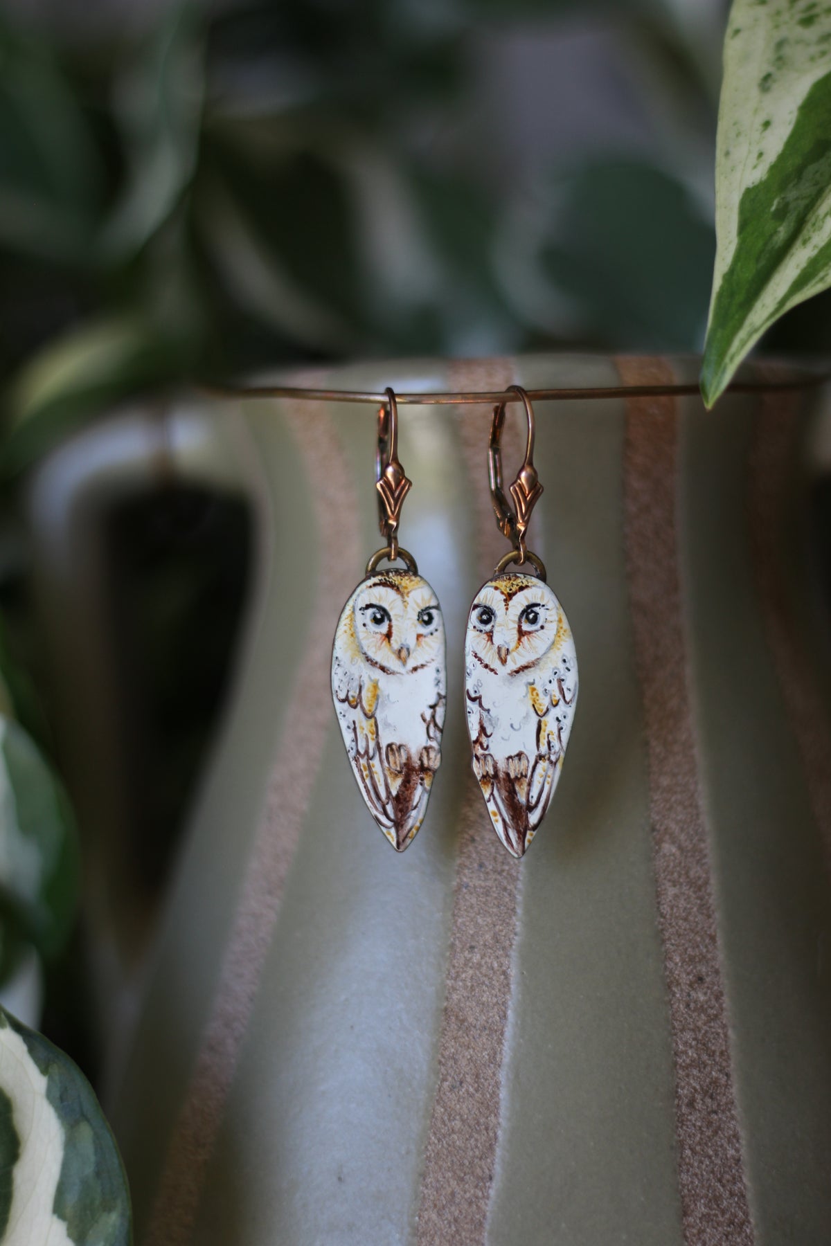 Secret keepers | Painted Enamel Earrings | Gold Filled