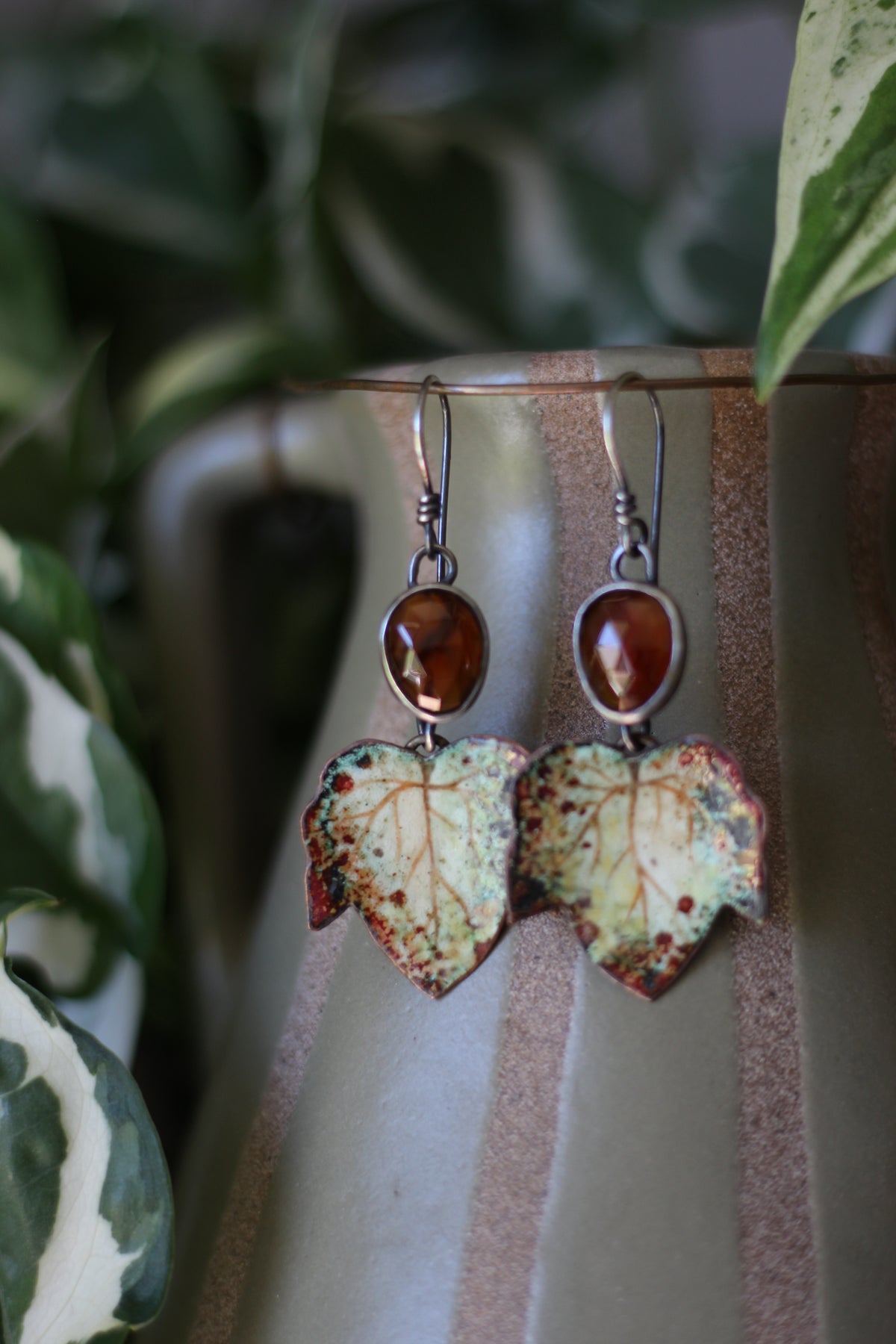 Autumn Leaves | Painted Enamel Earrings | Sterling Silver