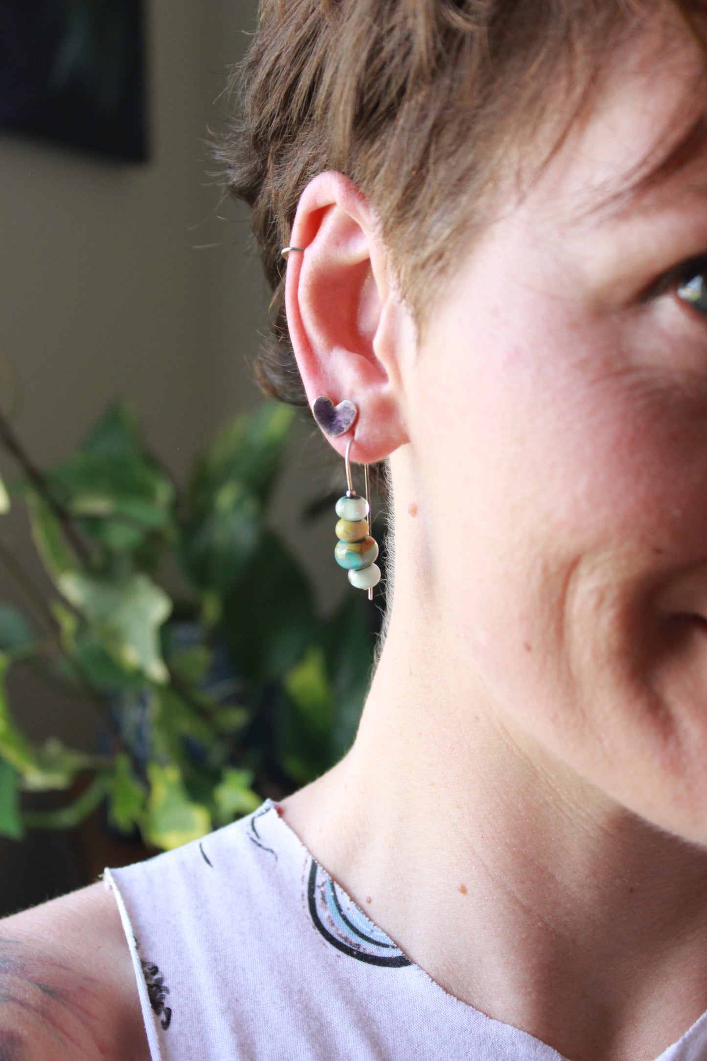 Stacked dangles - olive and teal