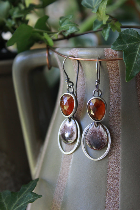 Garnet and Enamel Dangles