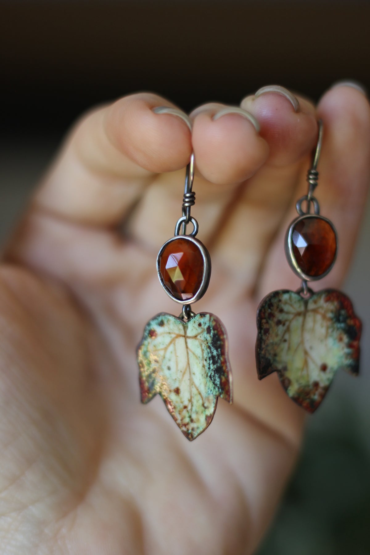 Autumn Leaves | Painted Enamel Earrings | Sterling Silver
