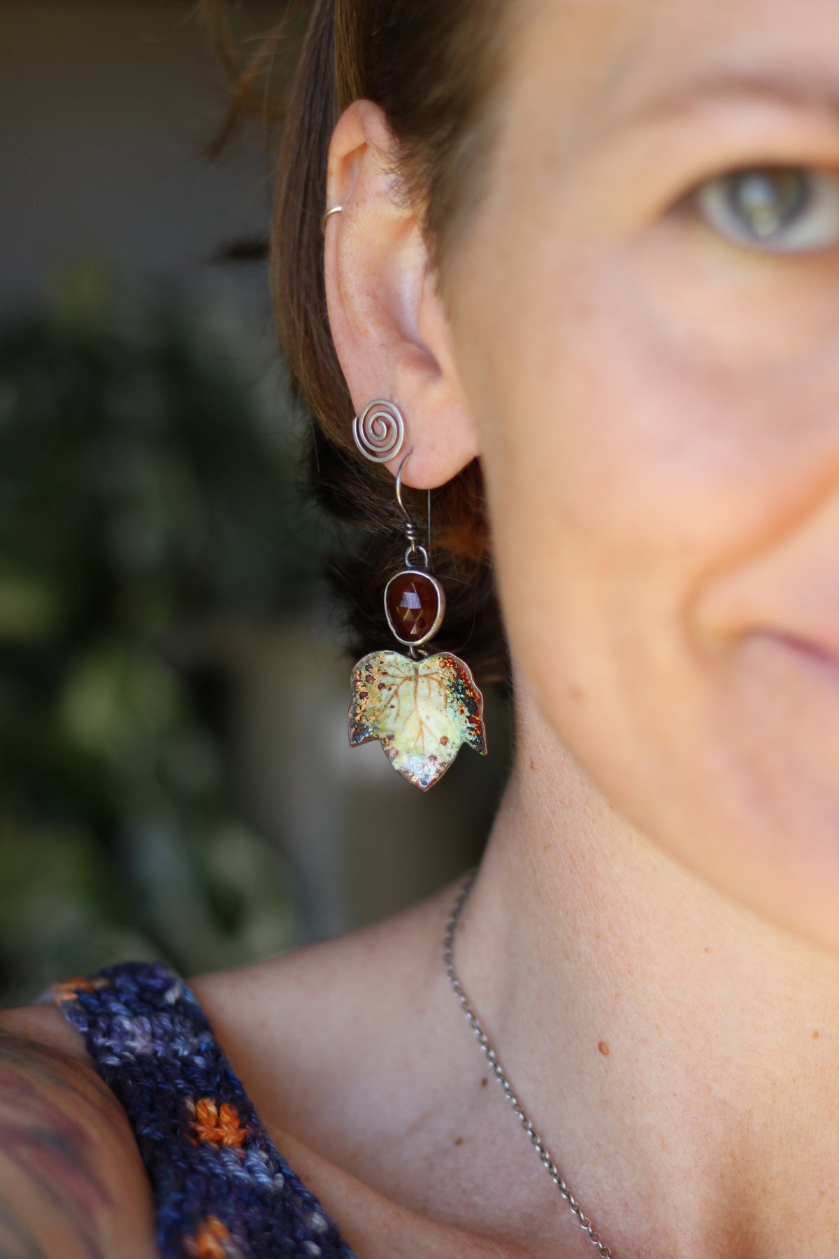 Autumn Leaves | Painted Enamel Earrings | Sterling Silver