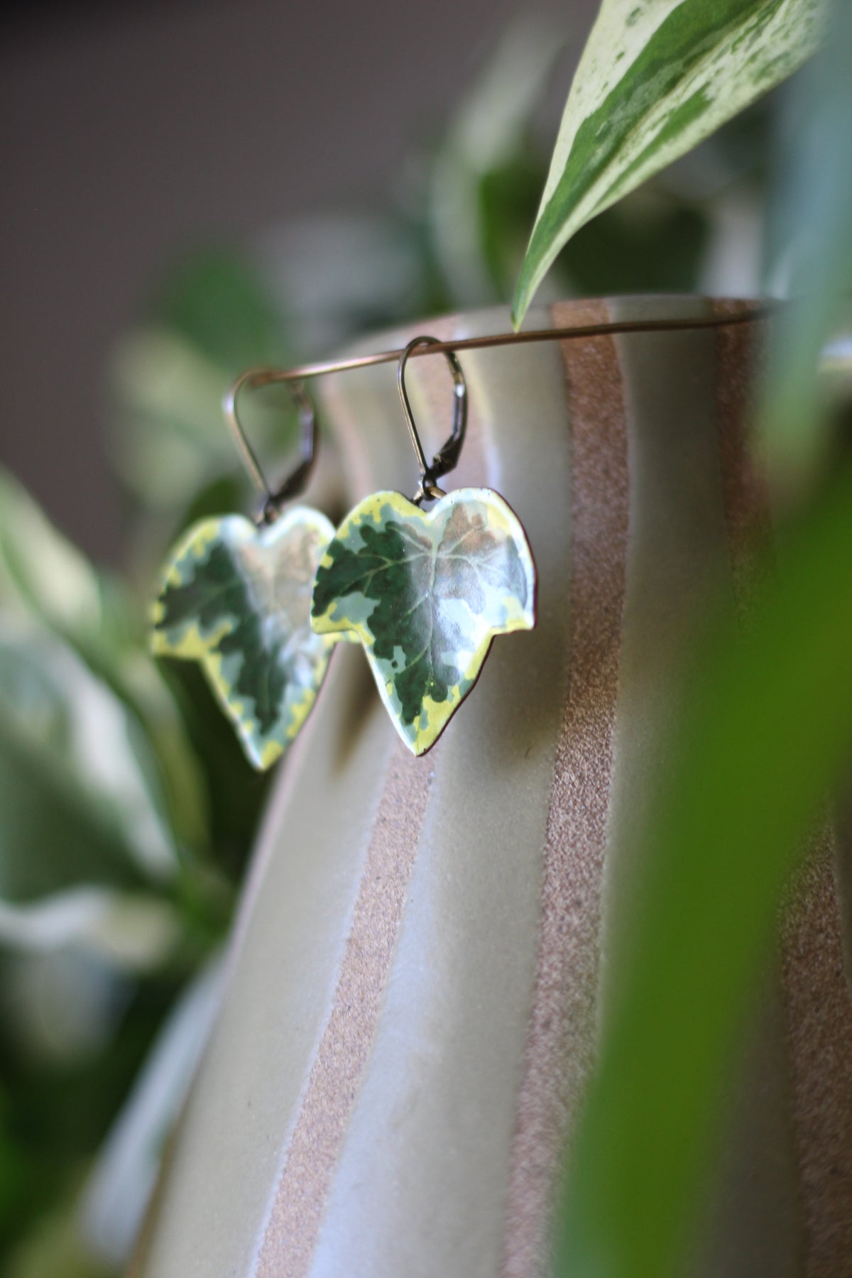 Secret Ivy | Painted Enamel Earrings | Sterling Silver