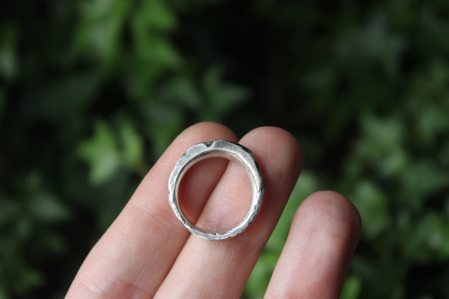 Recycled Silver Textured Ring L/6