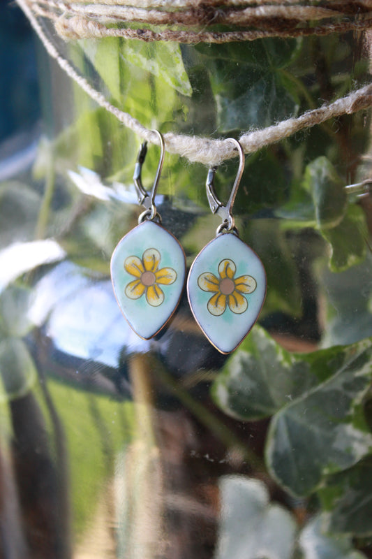 Floral Cloisonné Dangles