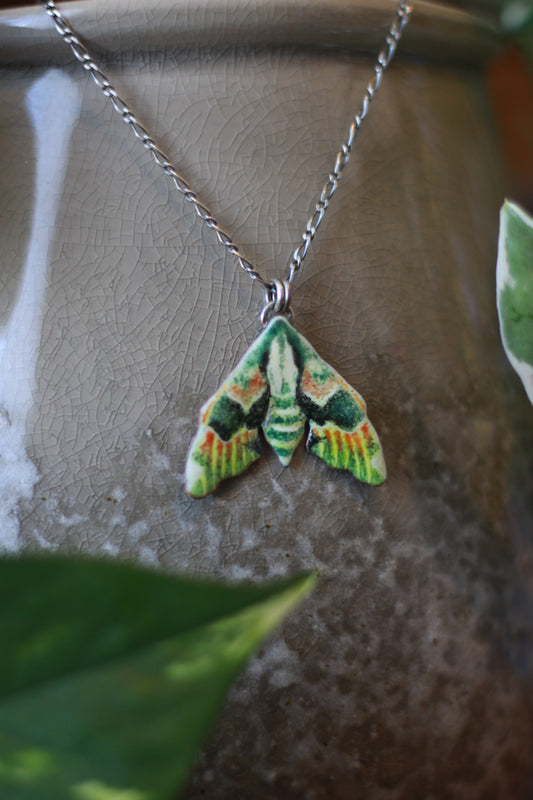 Lime Hawk Moth Necklace