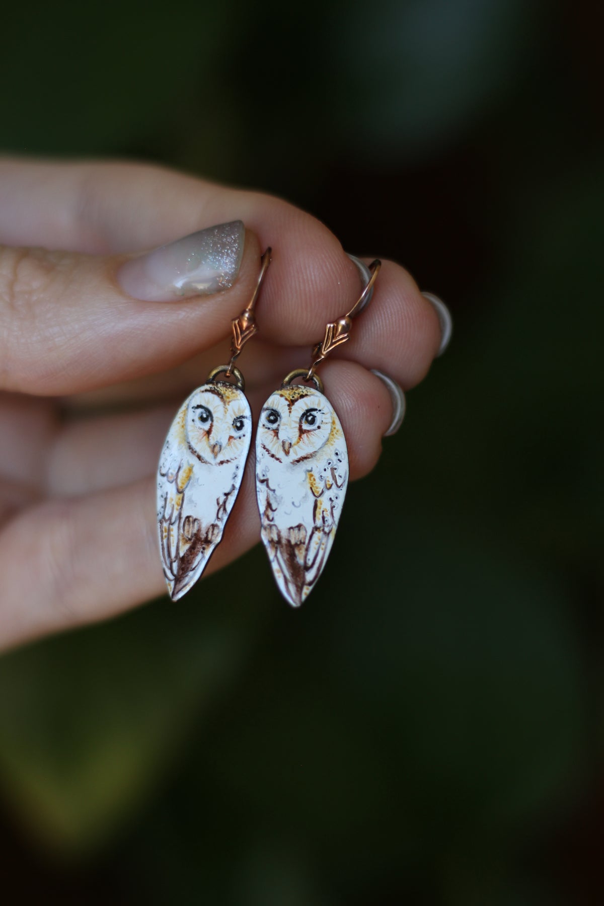 Secret keepers | Painted Enamel Earrings | Gold Filled